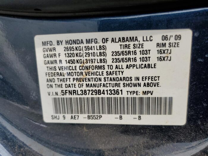 2009 Honda Odyssey Exl - Imagen 9