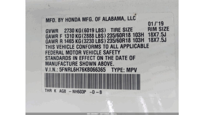 2019 Honda Odyssey Ex-l - Image 10