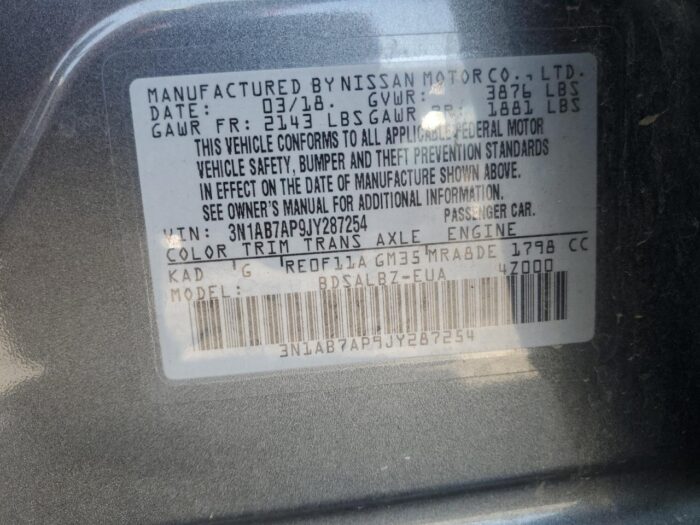 2018 Nissan Sentra S - Image 9